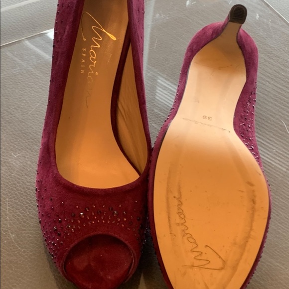 Stunning Cranberry Red Suede Shoes - Picture 3 of 5